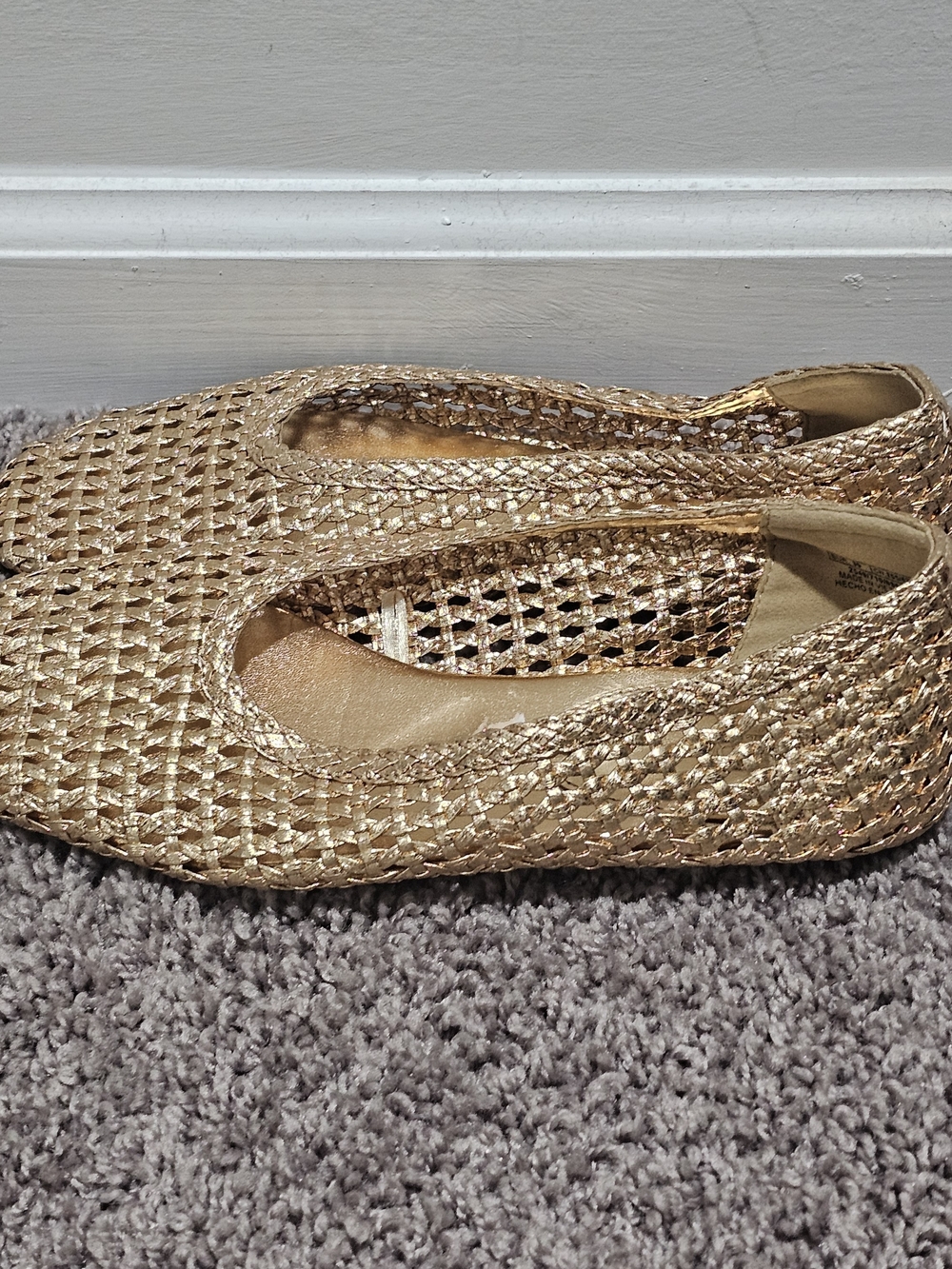 Zara Woven Metallic Gold Ballet Flats Size 8.5